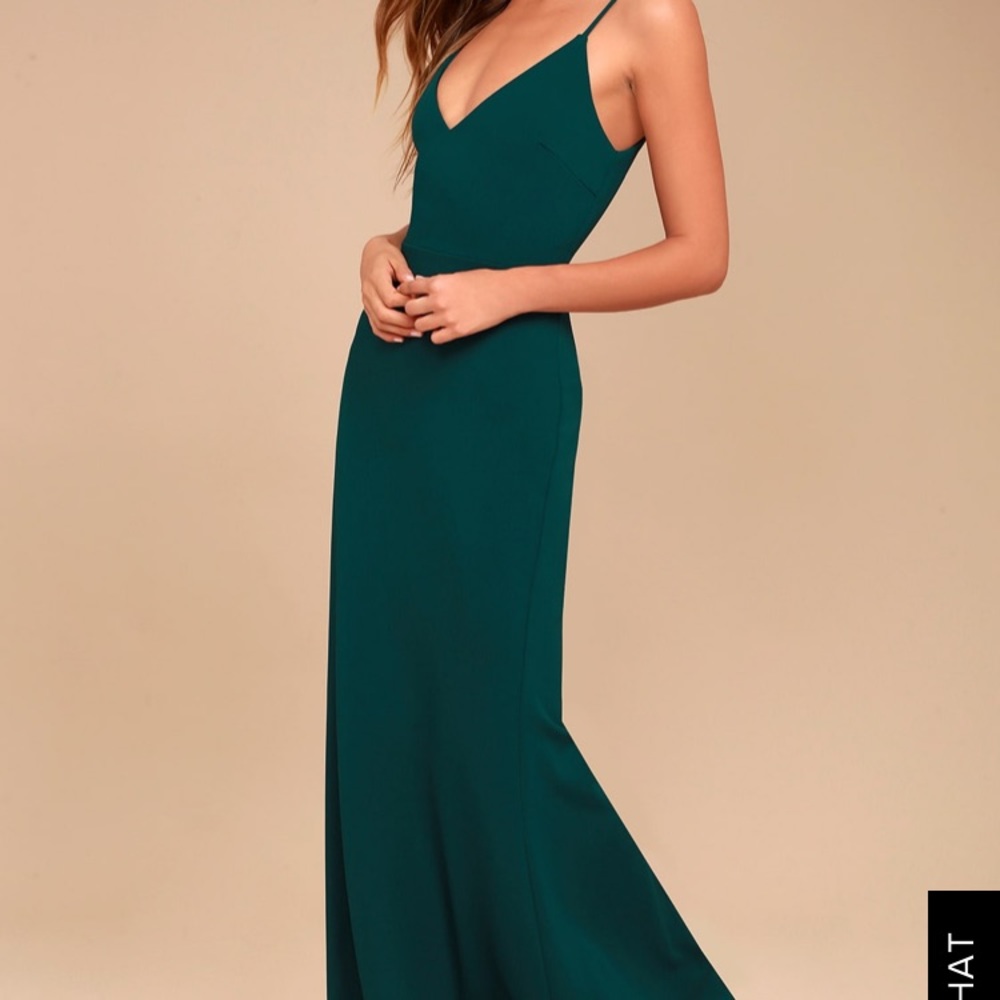 Floor length green gown